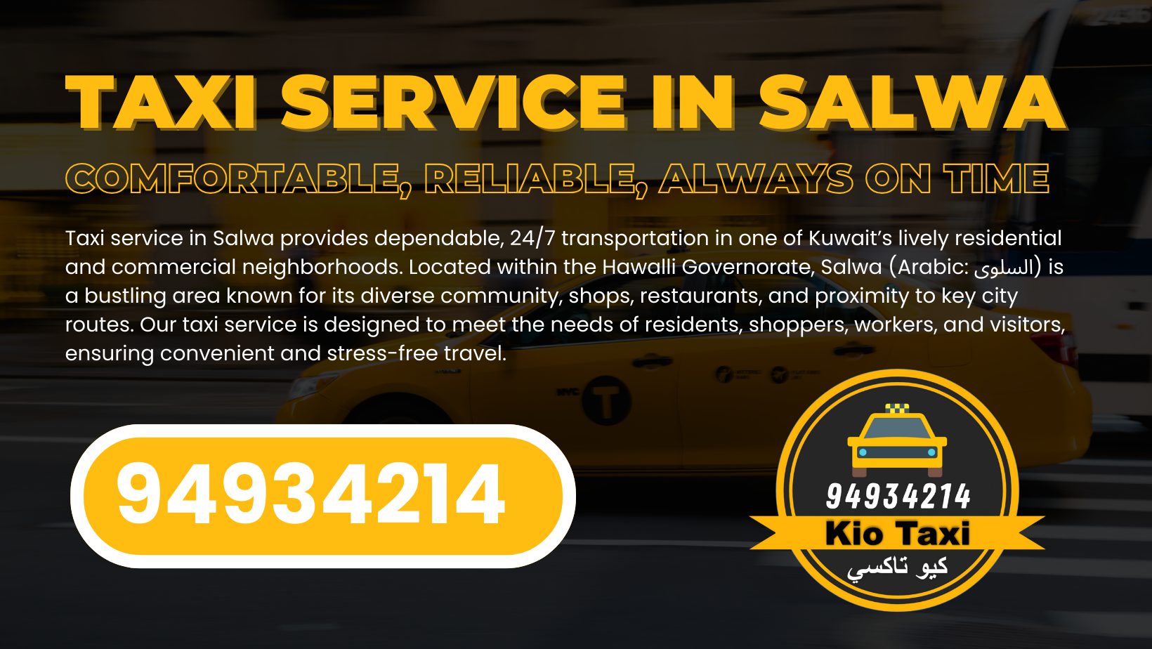 Taxi Service in Salwa, Hawalli – Comfortable, Reliable, Always On Time